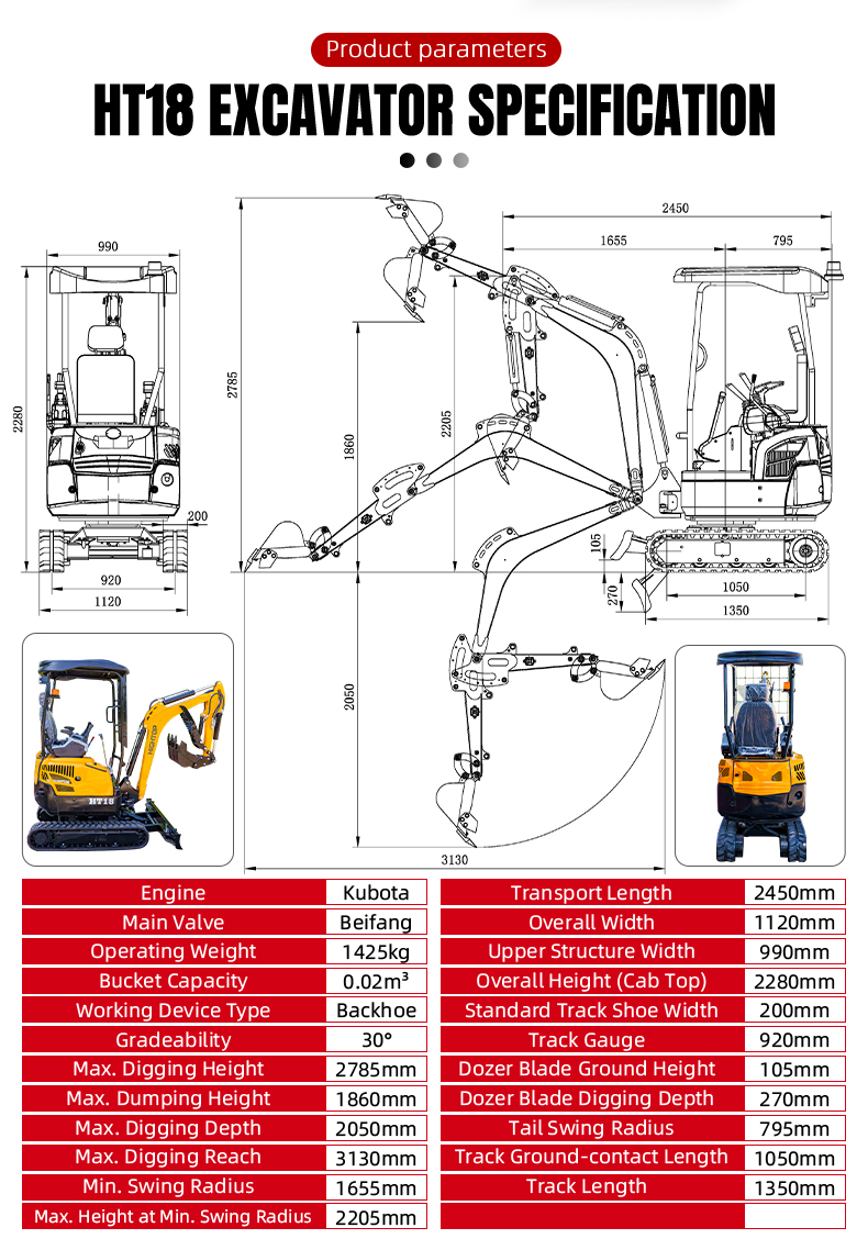  HT‑18 Mini Excavator